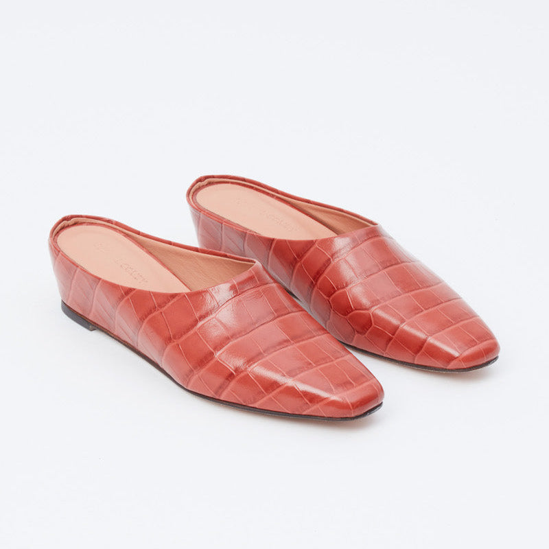 Rachel Comey Cove Wedge Brick Croc Embossed Leather 9.5