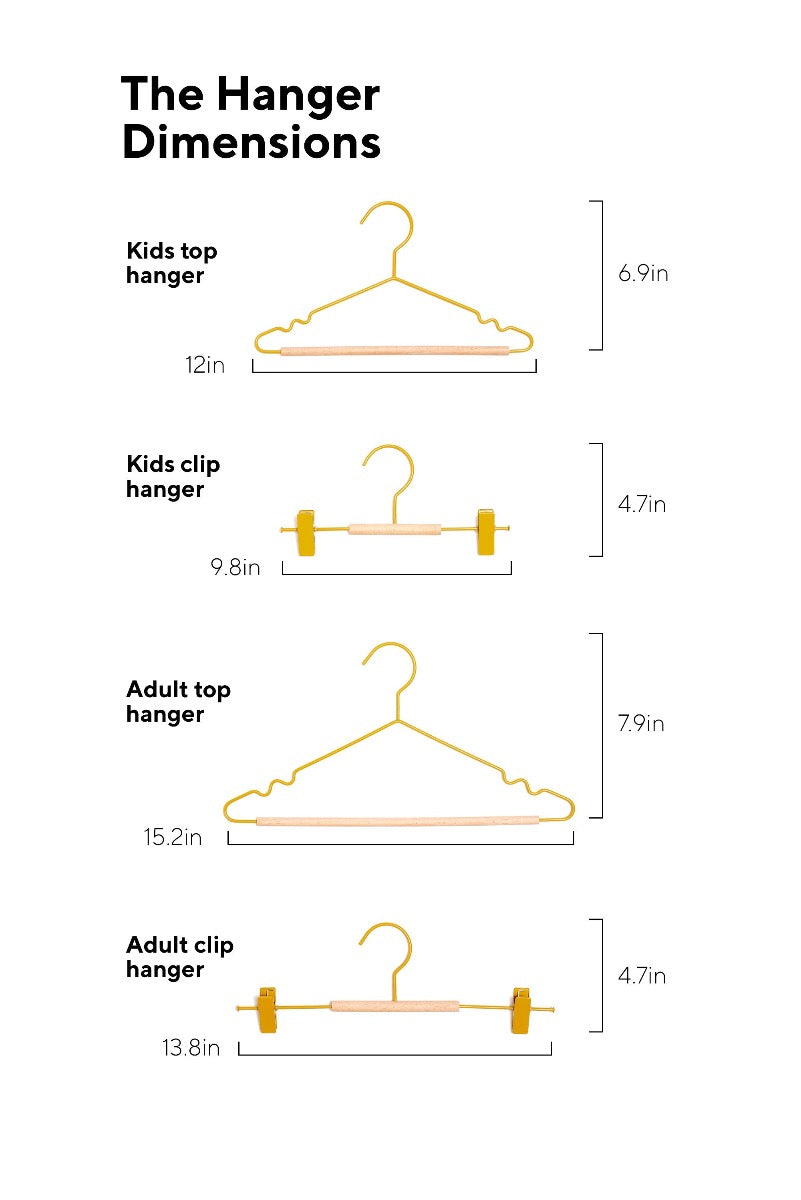 Mustard Made Kids Clip Hangers in Mustard Dimensions