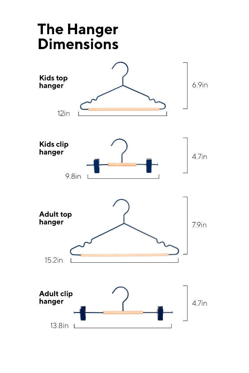 Mustard Made Kids Clip Hangers in Navy Dimensions