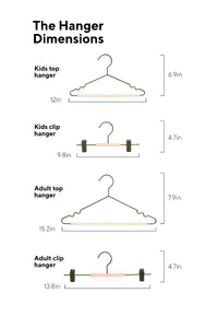 Mustard Made Adult Clip Hangers in Olive Dimensions