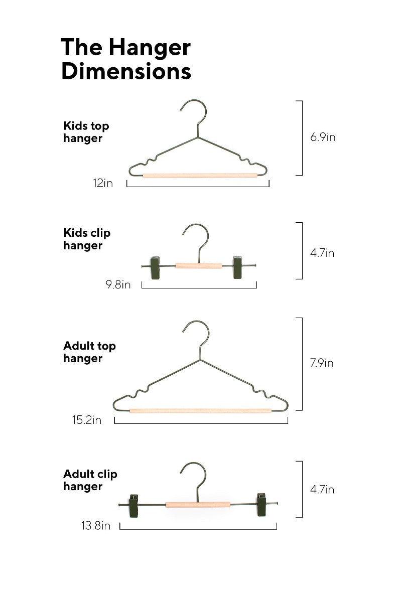 Mustard Made Kids Clip Hangers in Olive Dimensions