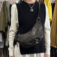 Erin Templeton Mini Hobo Sling Bag Black Recycled Leather