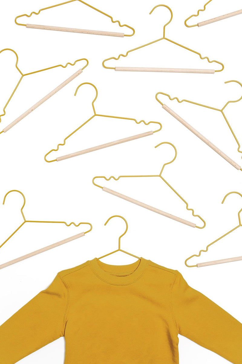 Mustard Made Kids Top Hangers in Mustard Pack of 10