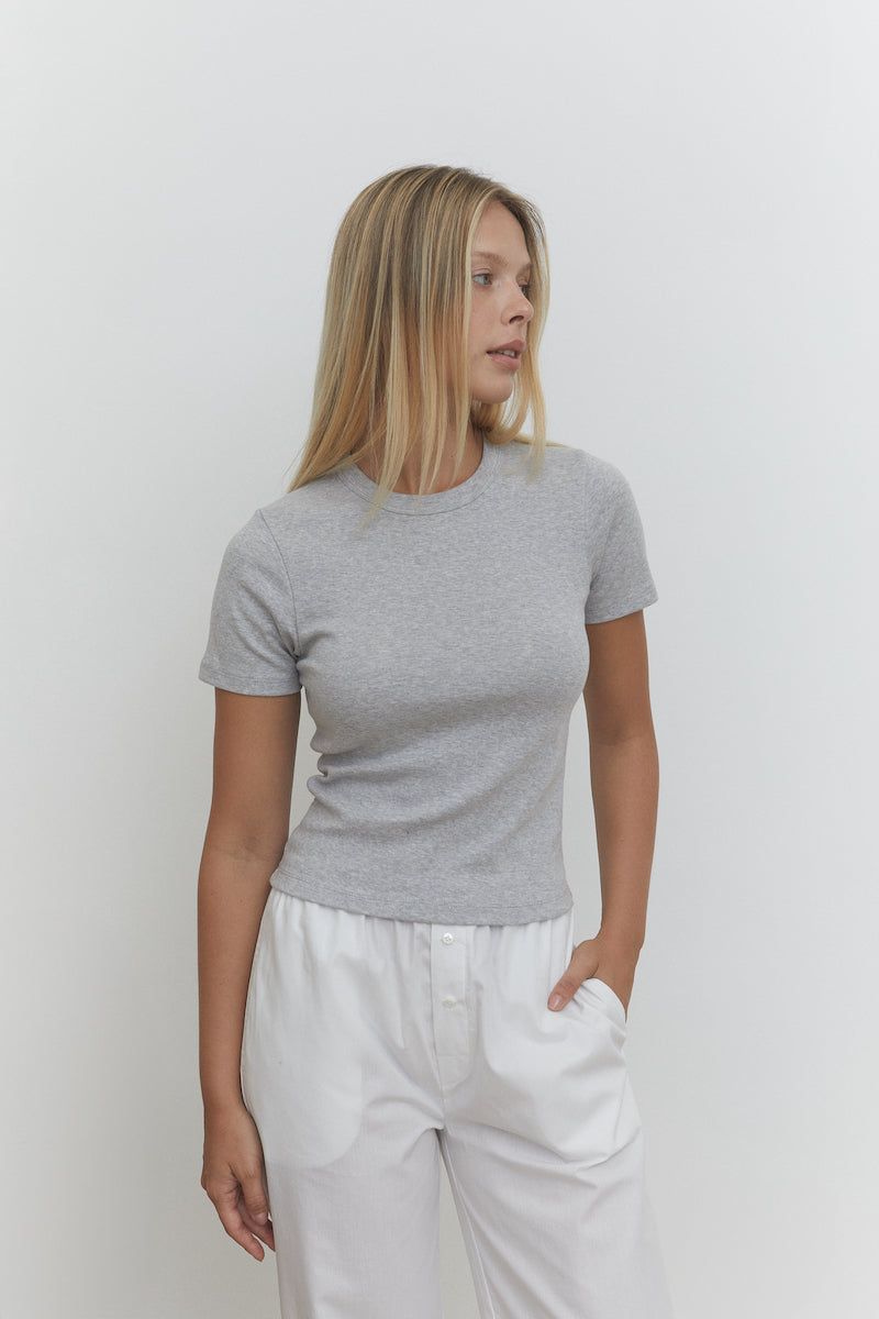 Signe June T-shirt Grey Melange Organic Cotton
