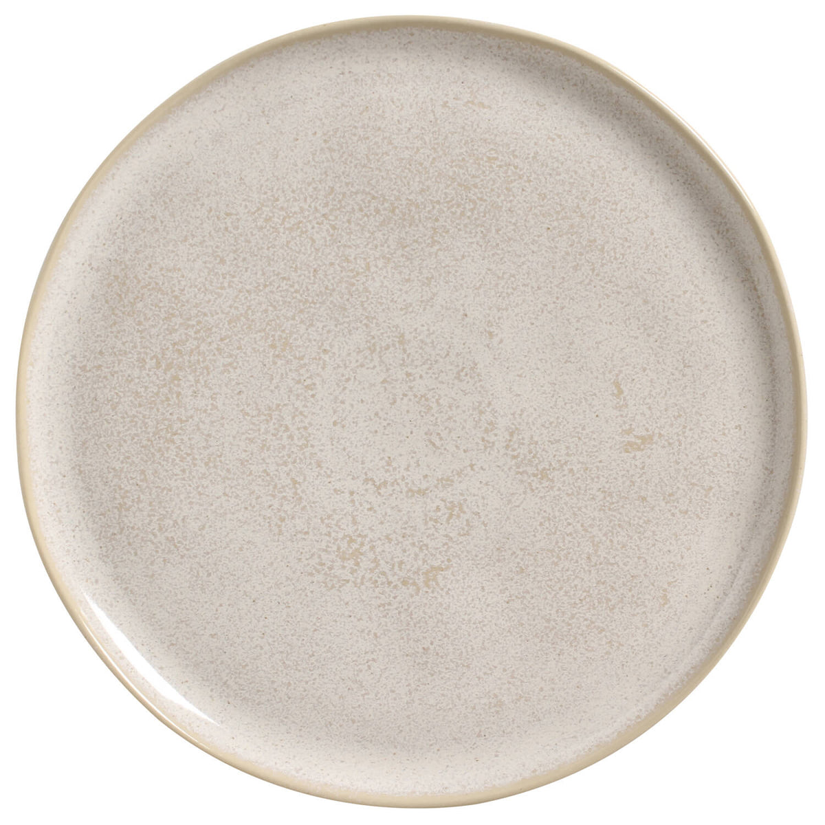 Round beige ceramic plate on a white background