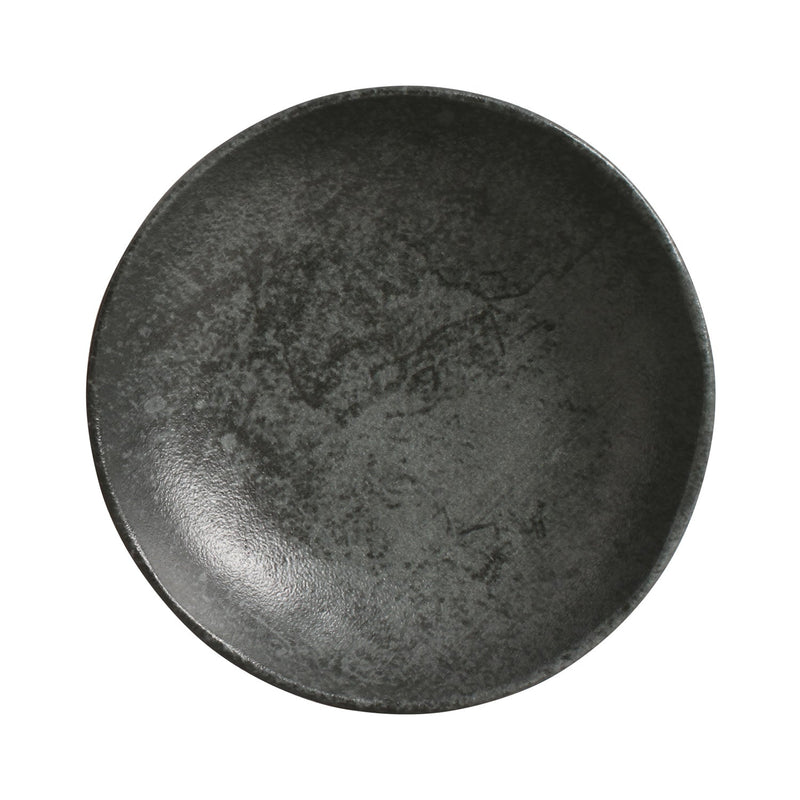 Black ceramic bowl on a white background