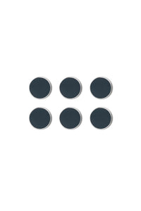 Six slate circular magnets on a white background