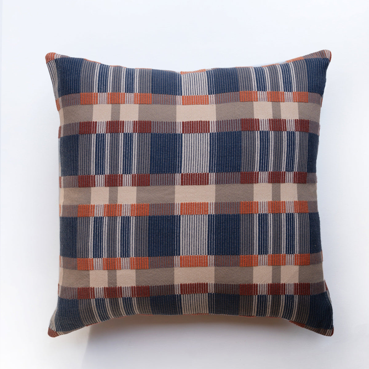 Blue and Red Plaid patterned square pillow cushion
