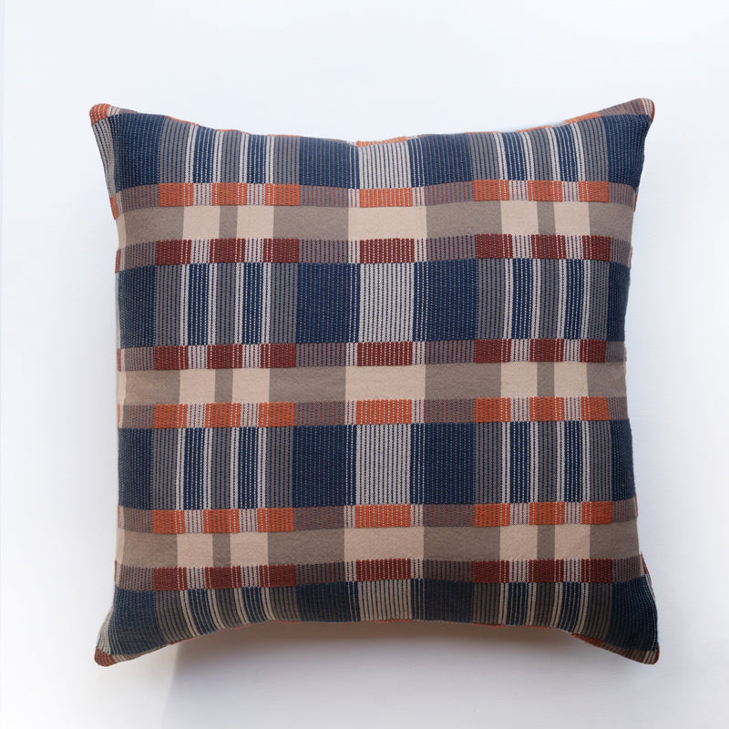 Blue and Red Plaid patterned square pillow cushion