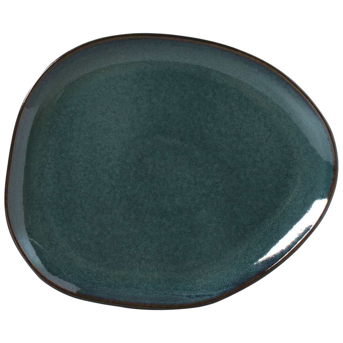 Deep teal ceramic plate on a white background