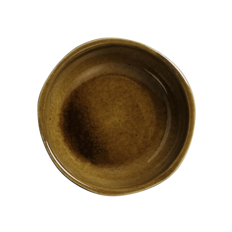 Brown ceramic bowl on a white background