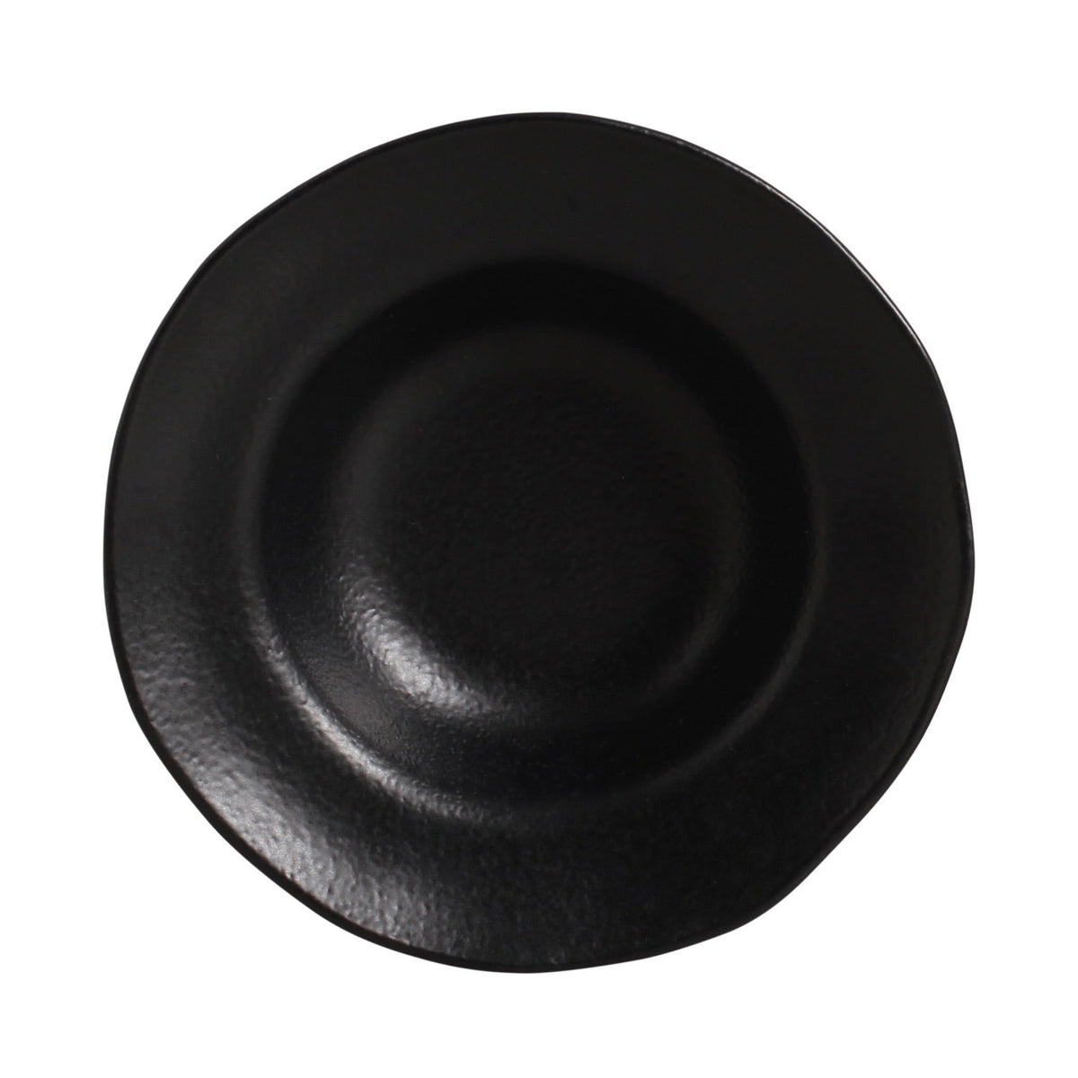 Black ceramic plate on a white background