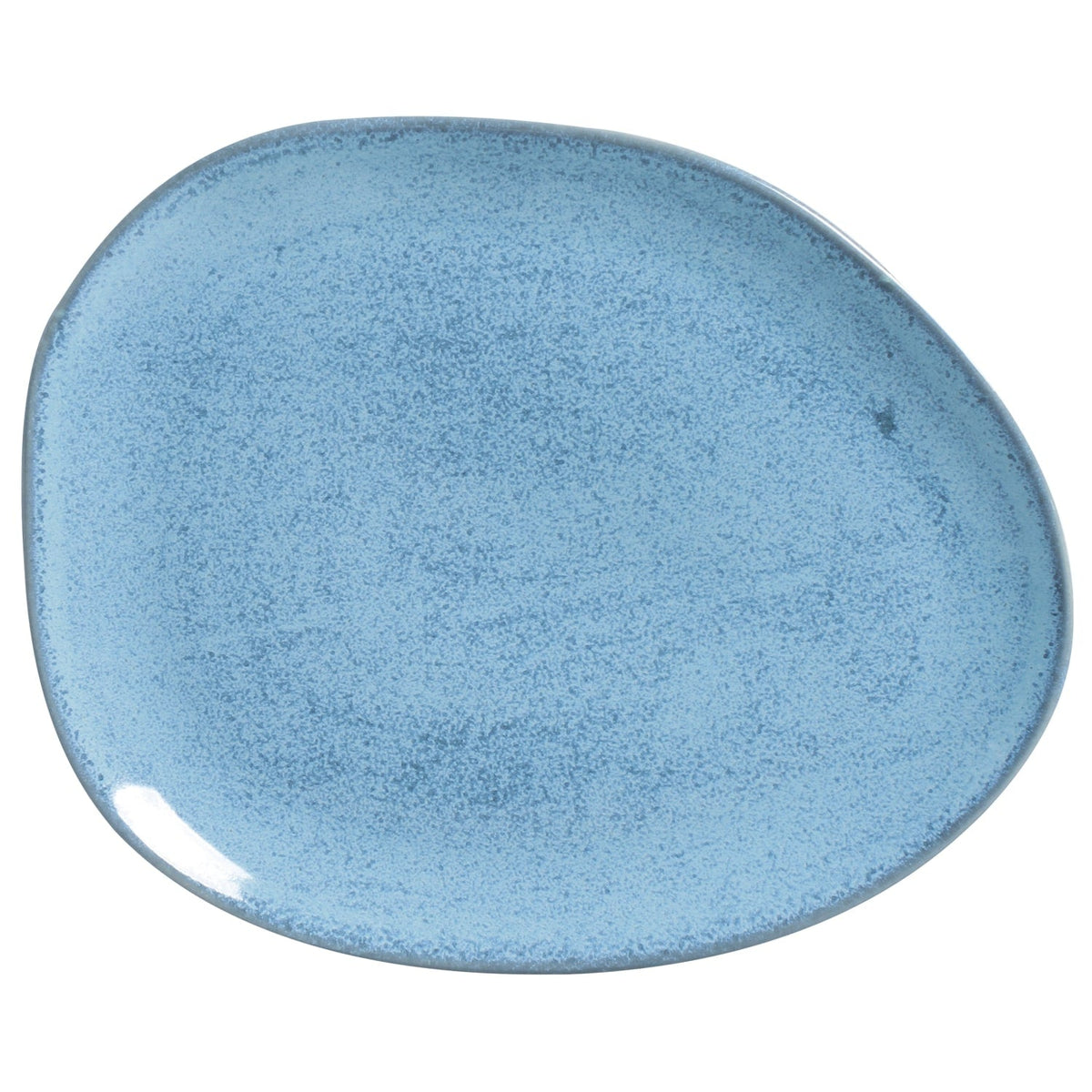 Blue ceramic plate on a white background