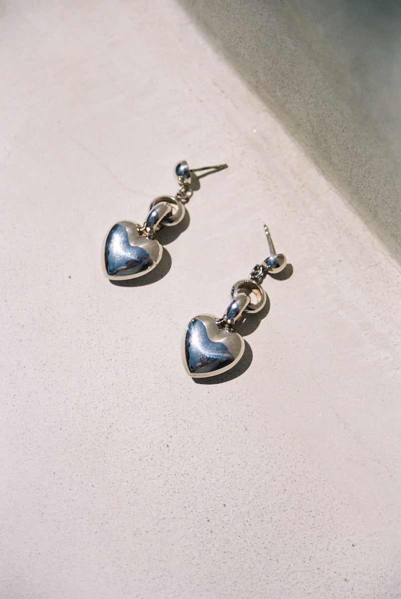 Danica Stamenic Vintage 80s/90s Sterling Silver Heart Drop Earrings