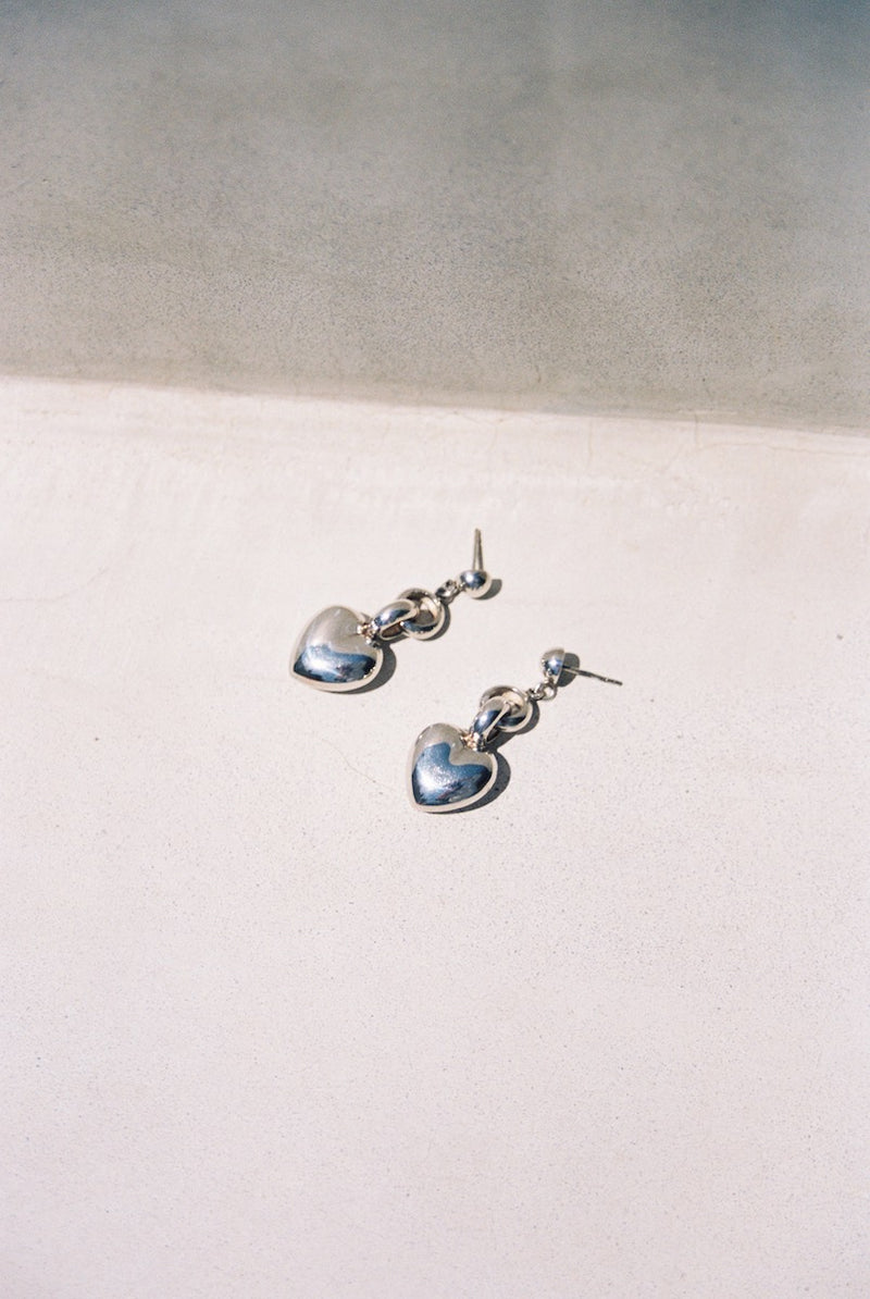 Danica Stamenic Vintage 80s/90s Sterling Silver Heart Drop Earrings