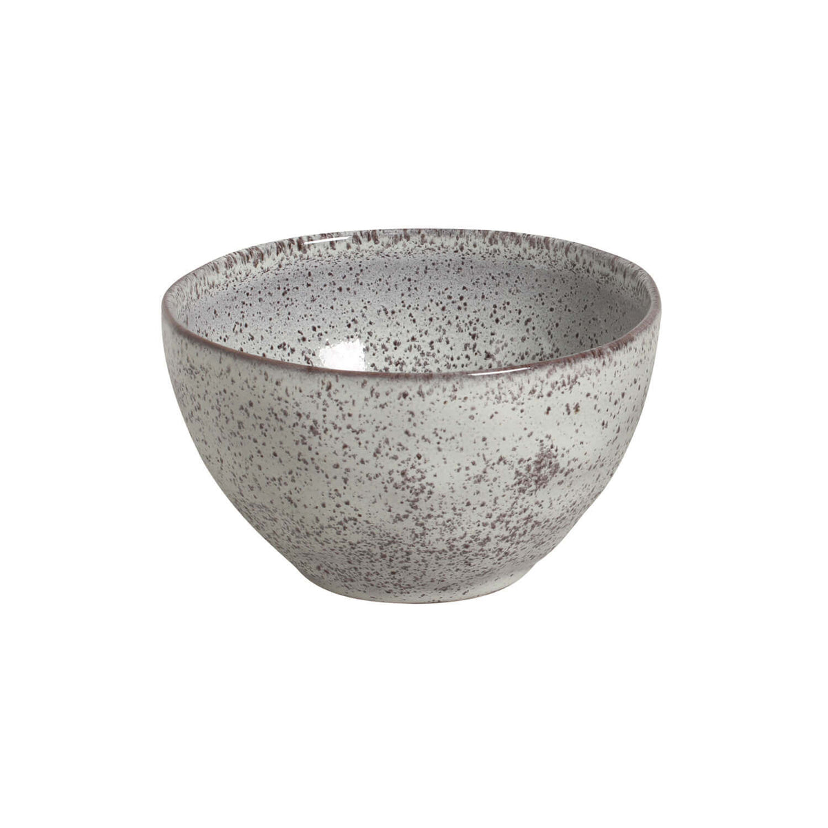 Speckled gray ceramic bowl on a white background