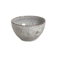 Speckled gray ceramic bowl on a white background
