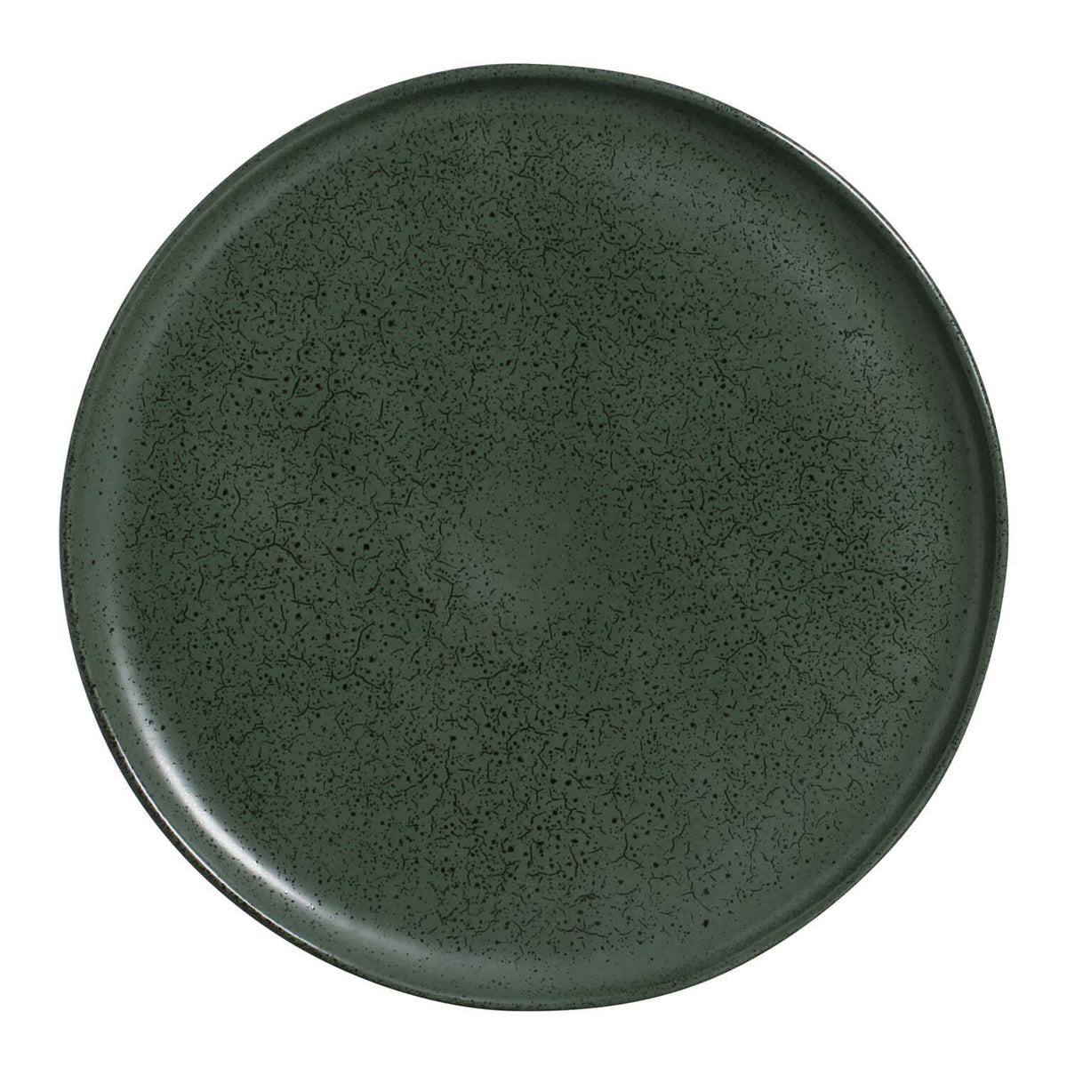 Dark green ceramic plate on a white background