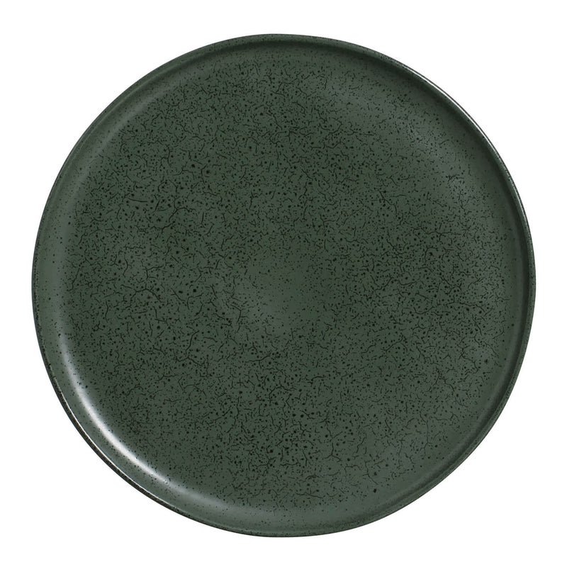 Dark green ceramic plate on a white background
