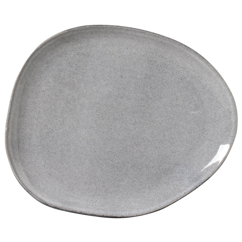 Gray ceramic plate on a white background