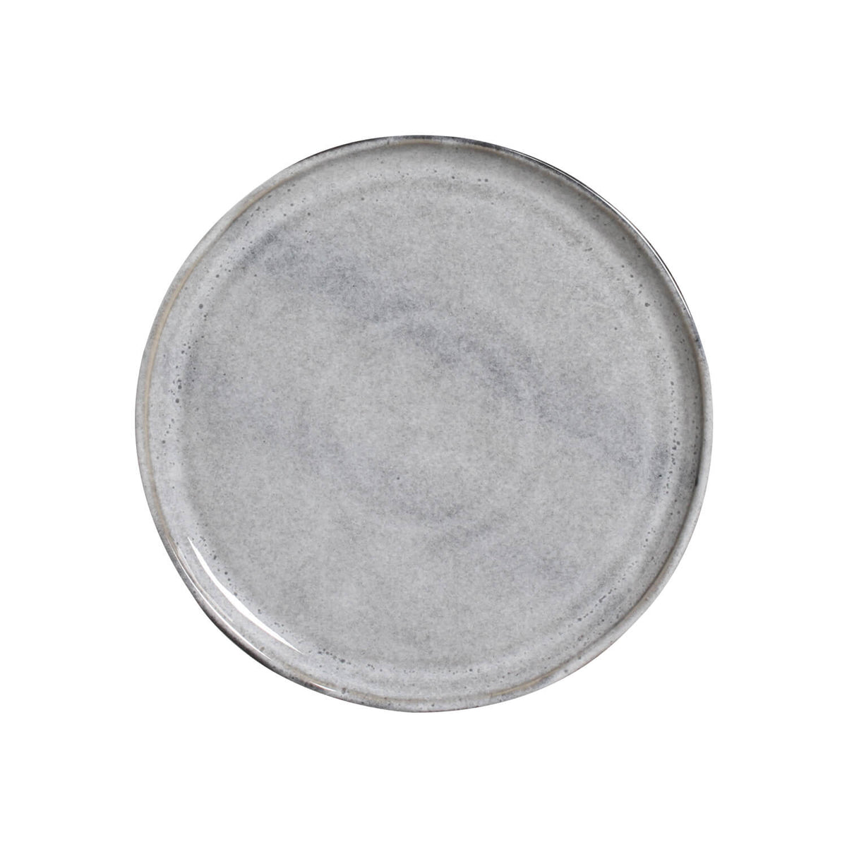 Round gray ceramic plate on a white background