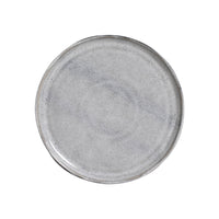 Round gray ceramic plate on a white background