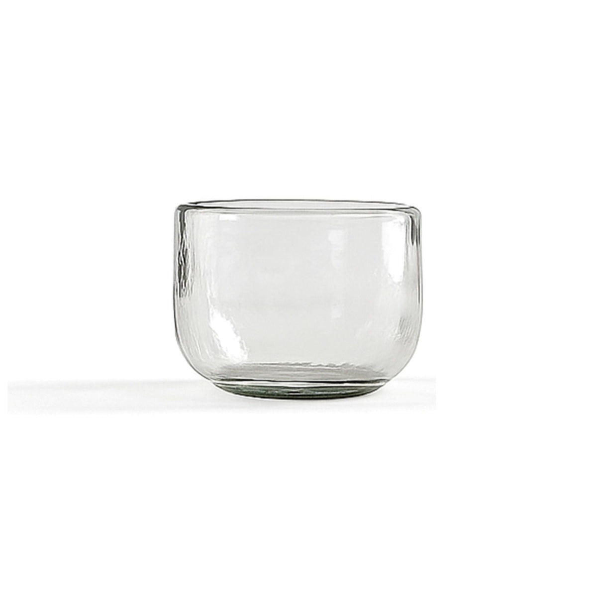 Clear glass bowl on a white background