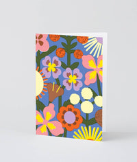 Colorful floral design card on a white background