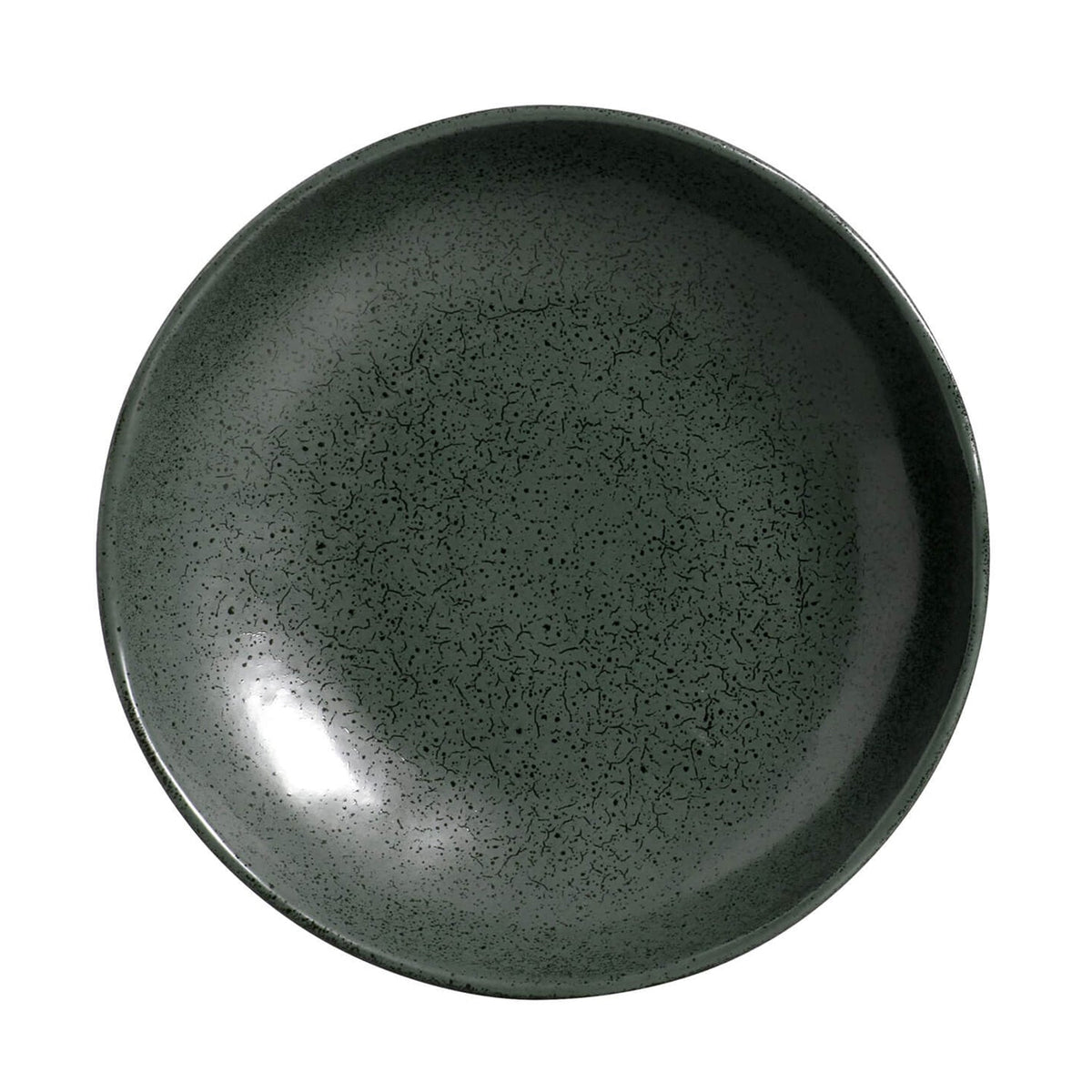 Dark green ceramic plate on a white background