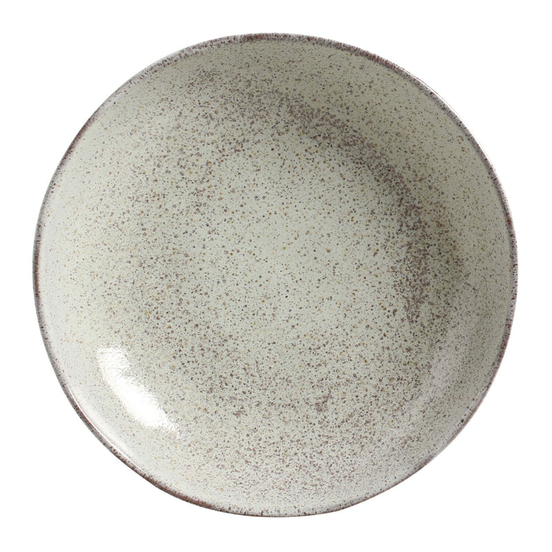 Speckled ceramic plate on a white background