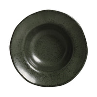 Dark green ceramic bowl on a white background