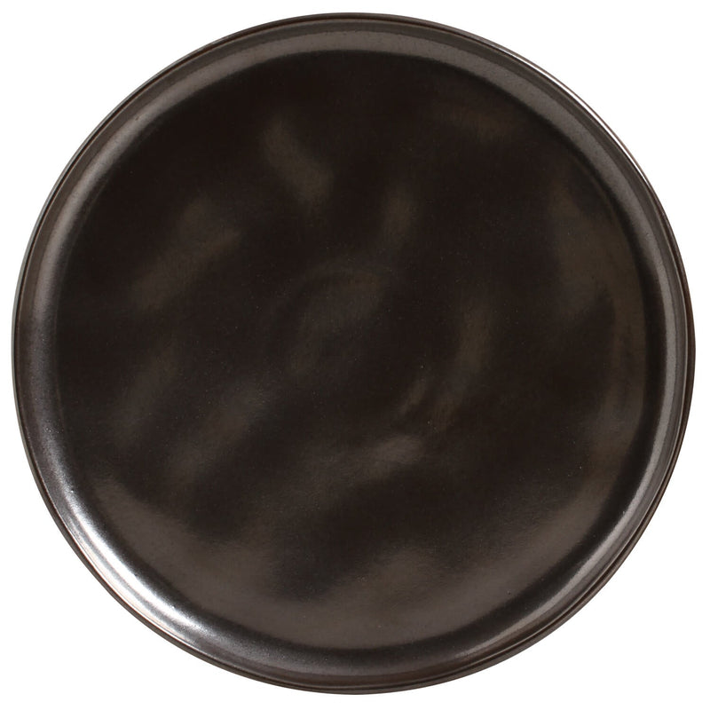 Black ceramic plate on a white background