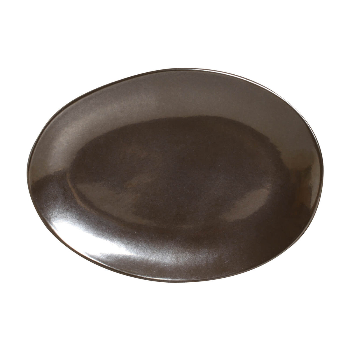 Dark metallic ceramic plate on a white background