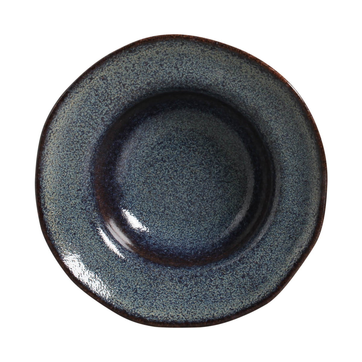 Blue ceramic bowl on a white background