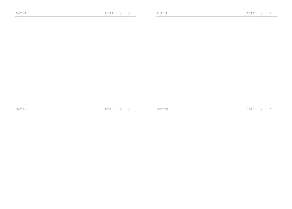 White paper with a blank pages to fill in the date and make a sketch