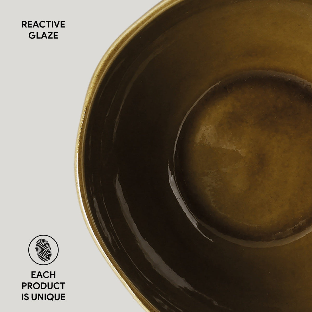 Ceramic bowl with reactive glaze on a white background