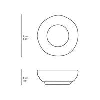 Line drawing of a circular bowl with dimensions labeled on a white background