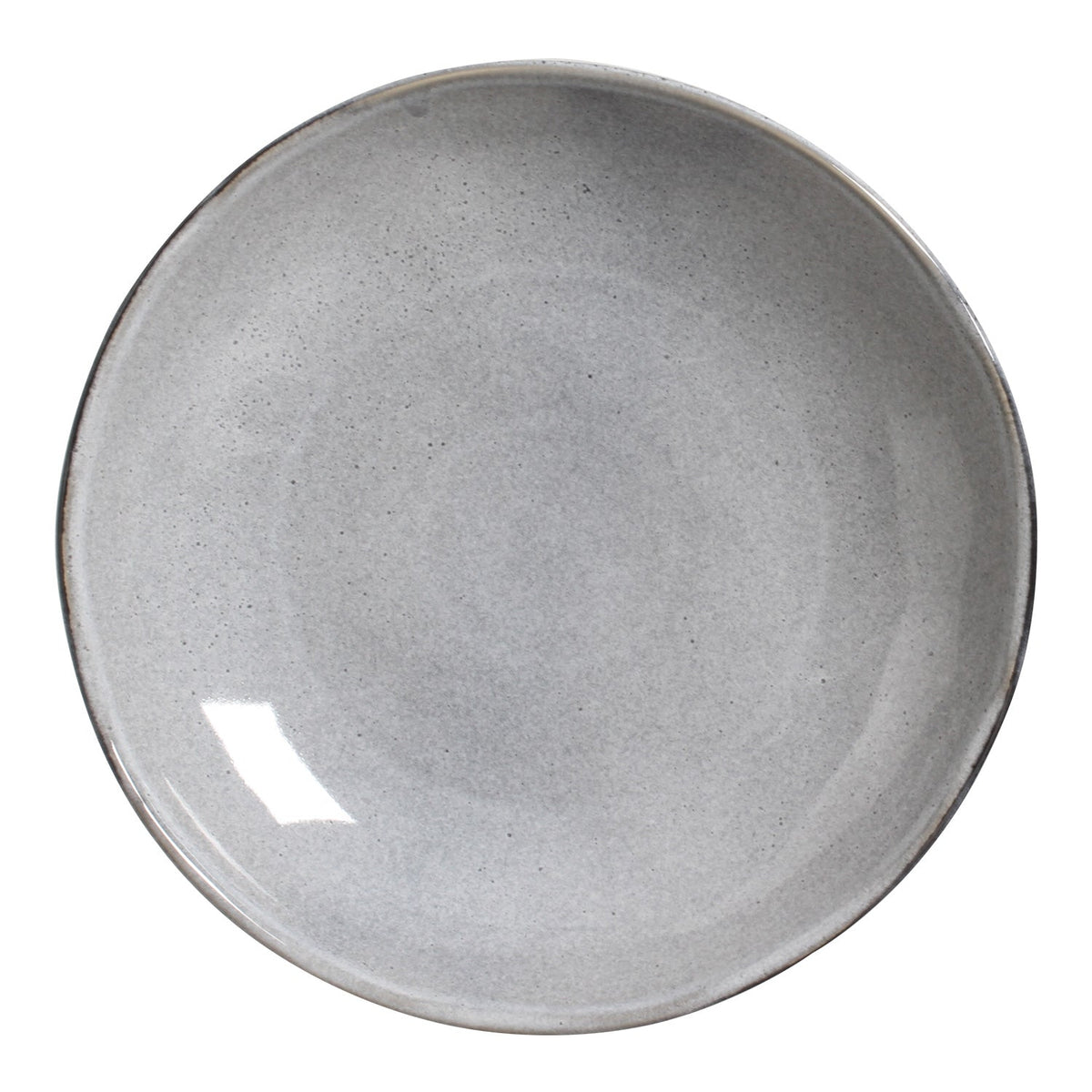 Gray ceramic pasta plate on a white background