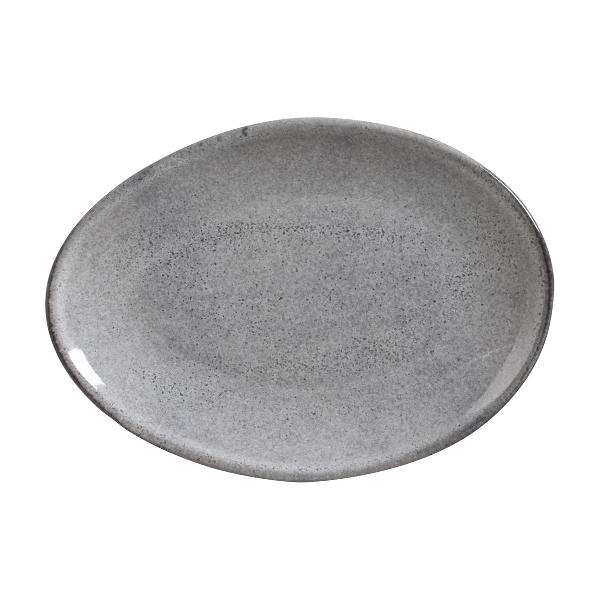 Gray ceramic plate on a white background
