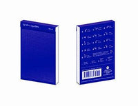 Blue micro notebook with grid pattern on a white background