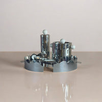 Bar set on a stainless steel tray on a neutral surface