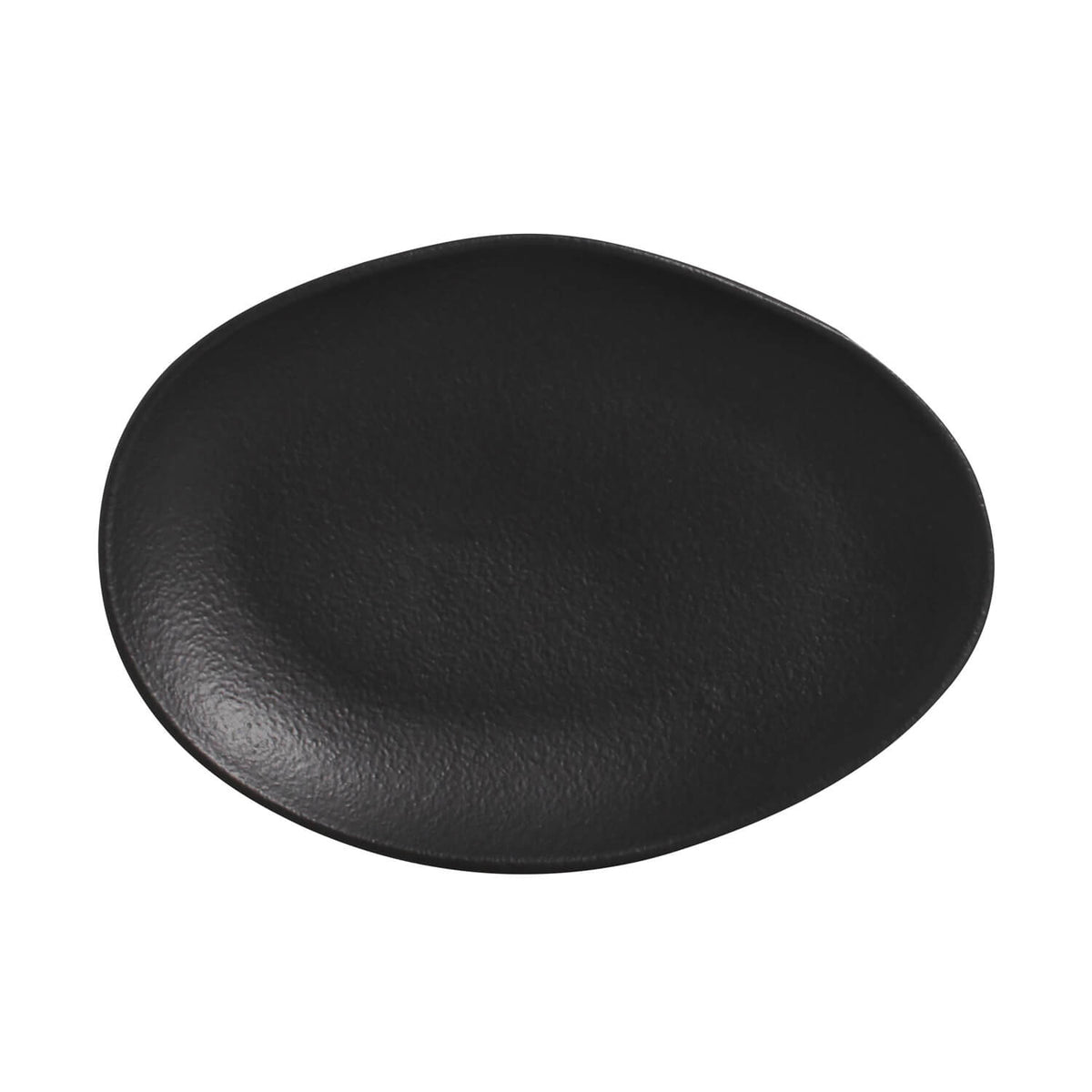 Black ceramic plate on a white background