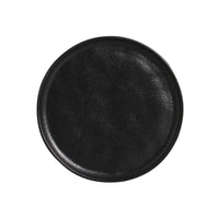 Black round plate on a white background