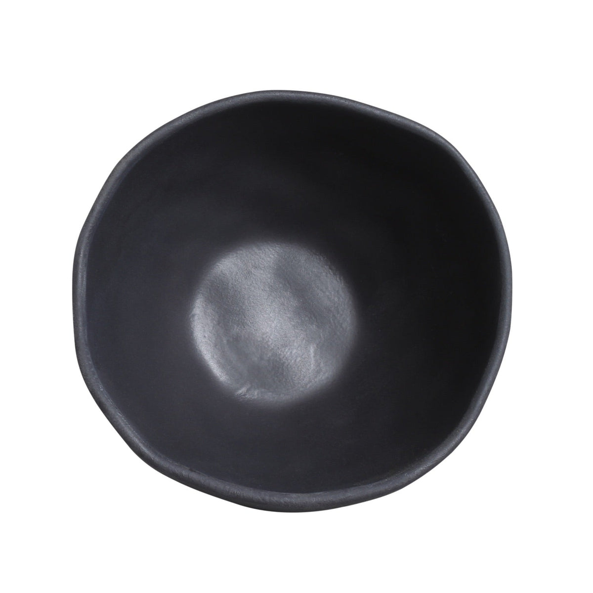 Black ceramic bowl on a white background