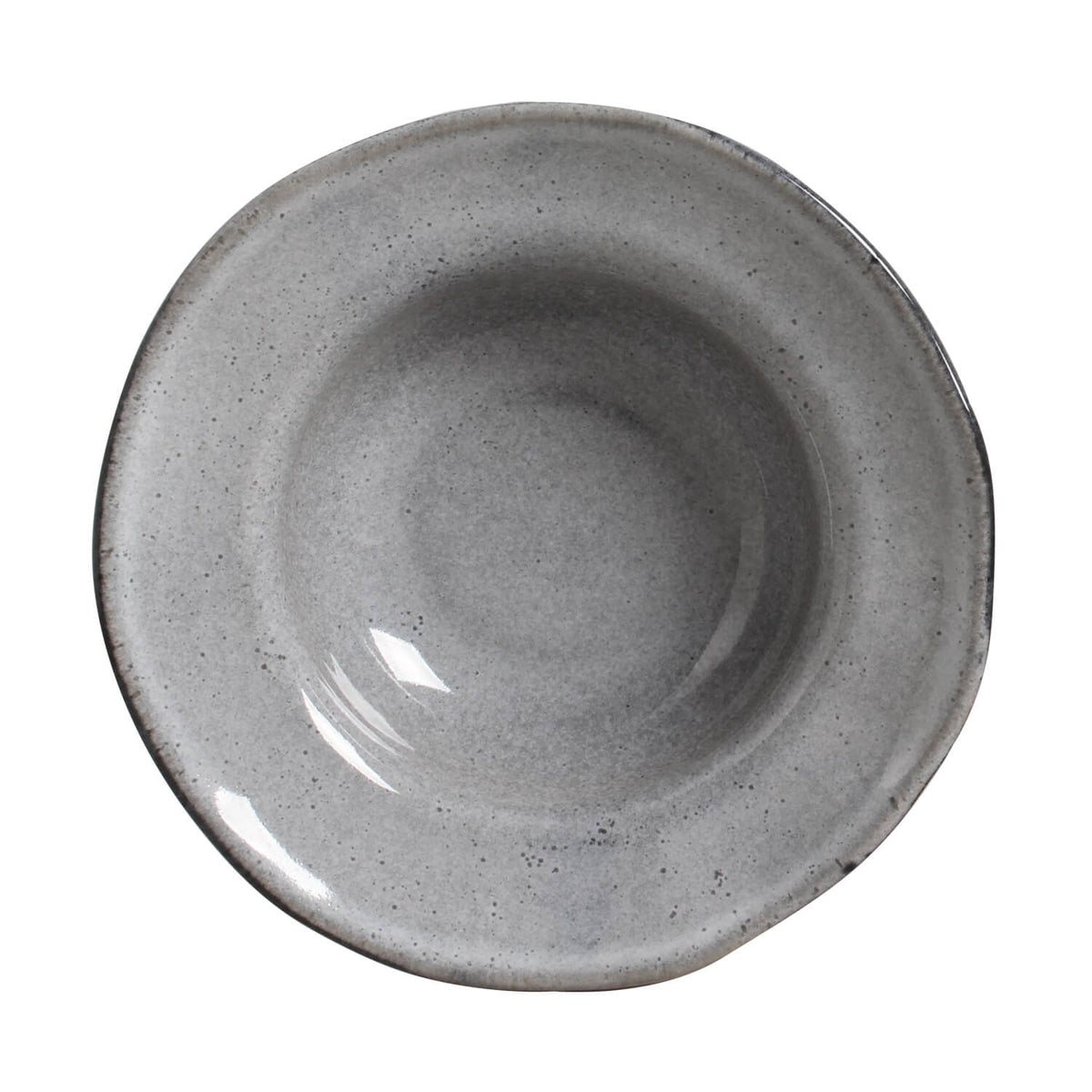 Gray ceramic bowl on a white background