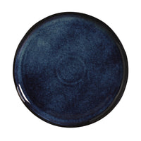 Blue ceramic plate on a white background