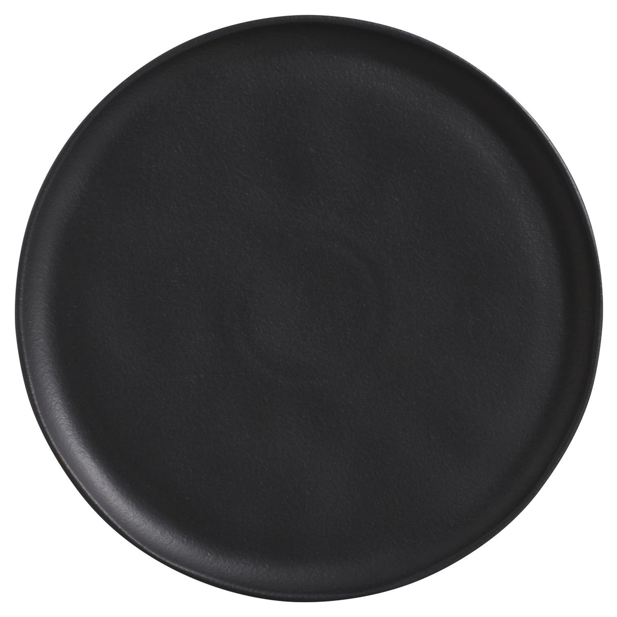 Black round plate on a white background