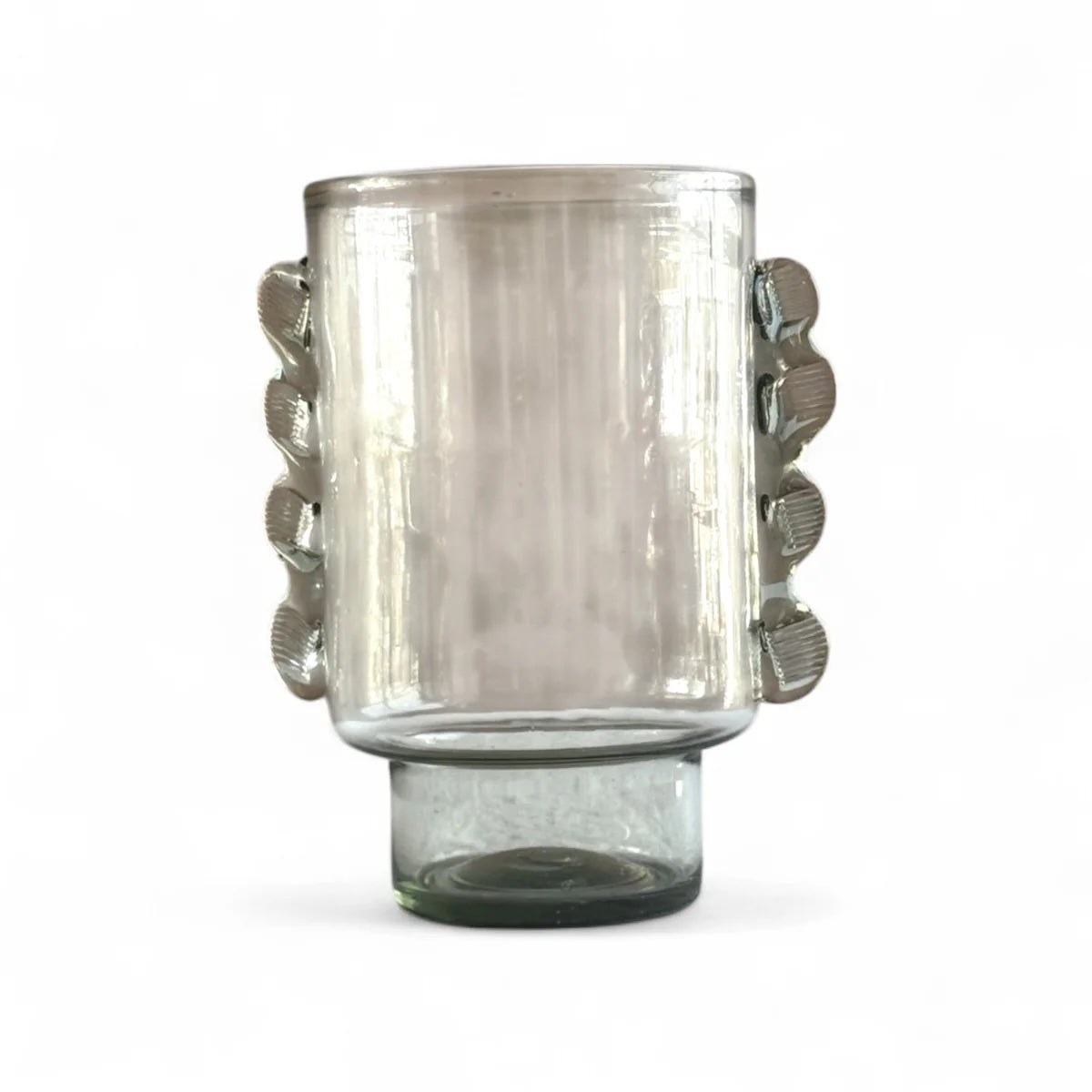 Clear glass vase with textured handles