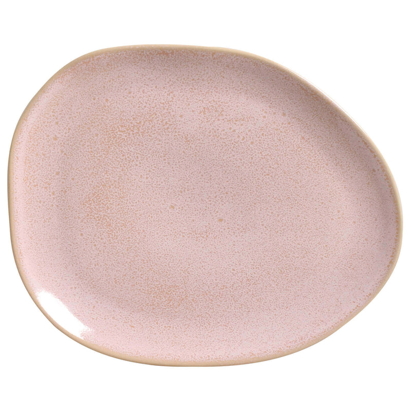 Pink ceramic plate on a white background