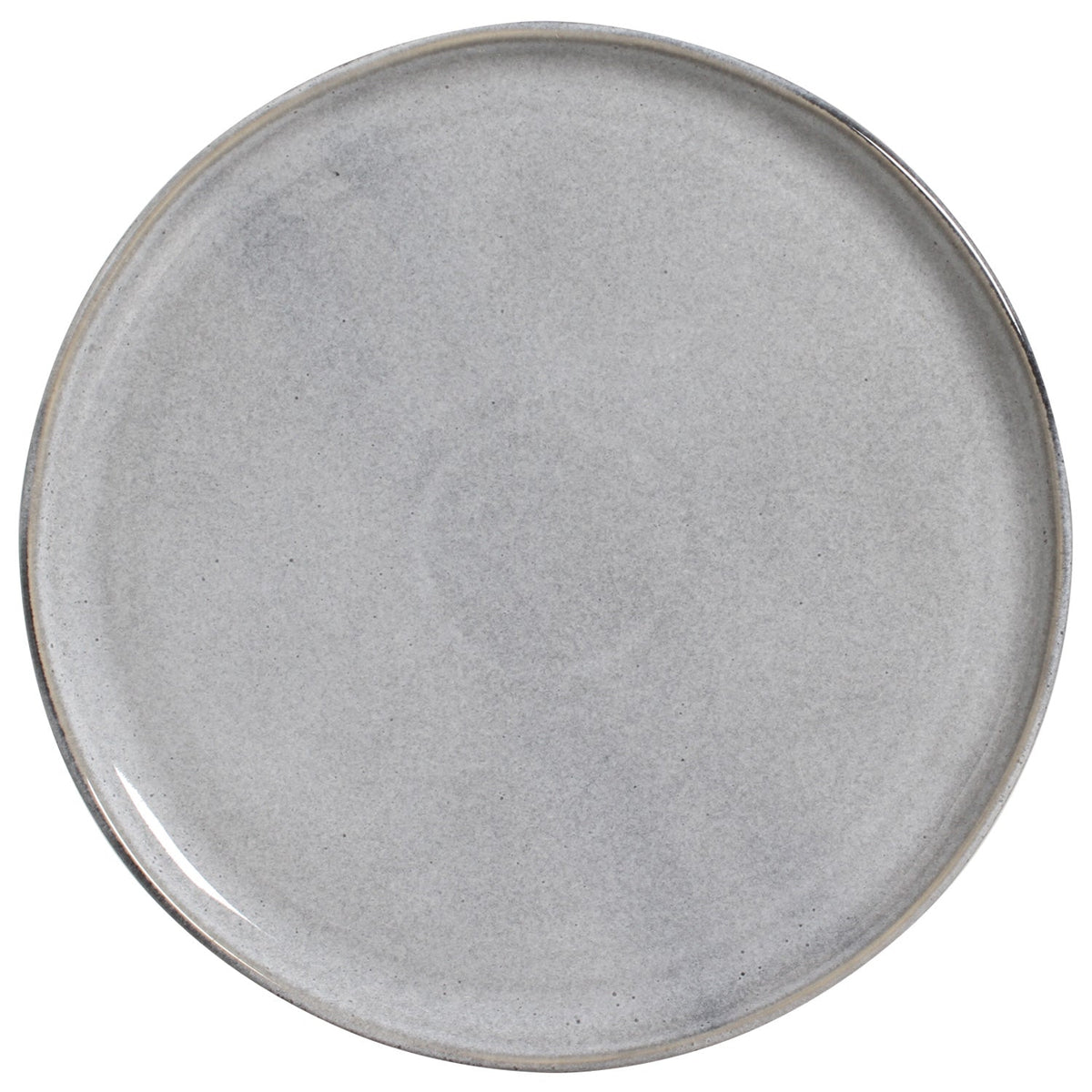Round gray ceramic plate on a white background